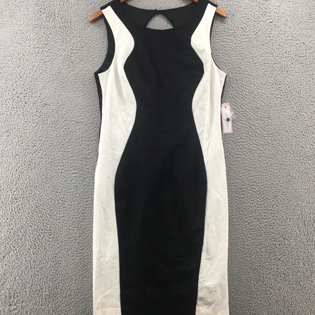 Brand New Bisou Bisou Dress Womens 16 Black White Sleeveless Round Neck Casual